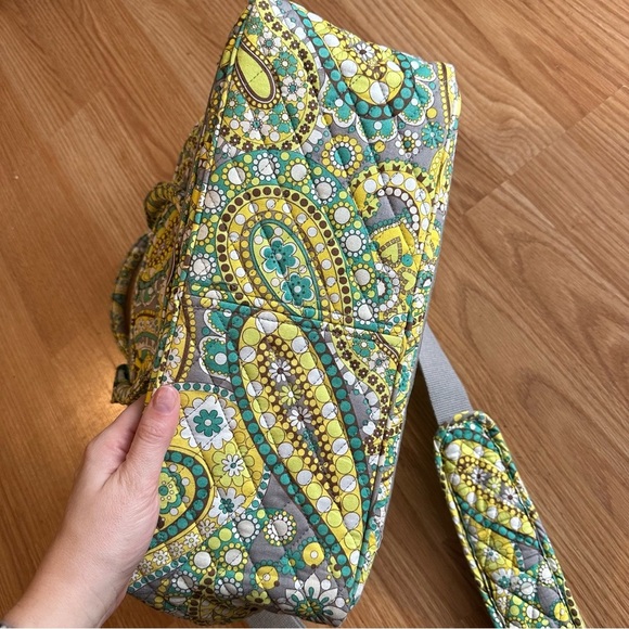 Vera Bradley Portfolio Messenger Bag Lemon Parfait Fabric Canvas Shoulder Strap - Picture 7 of 10